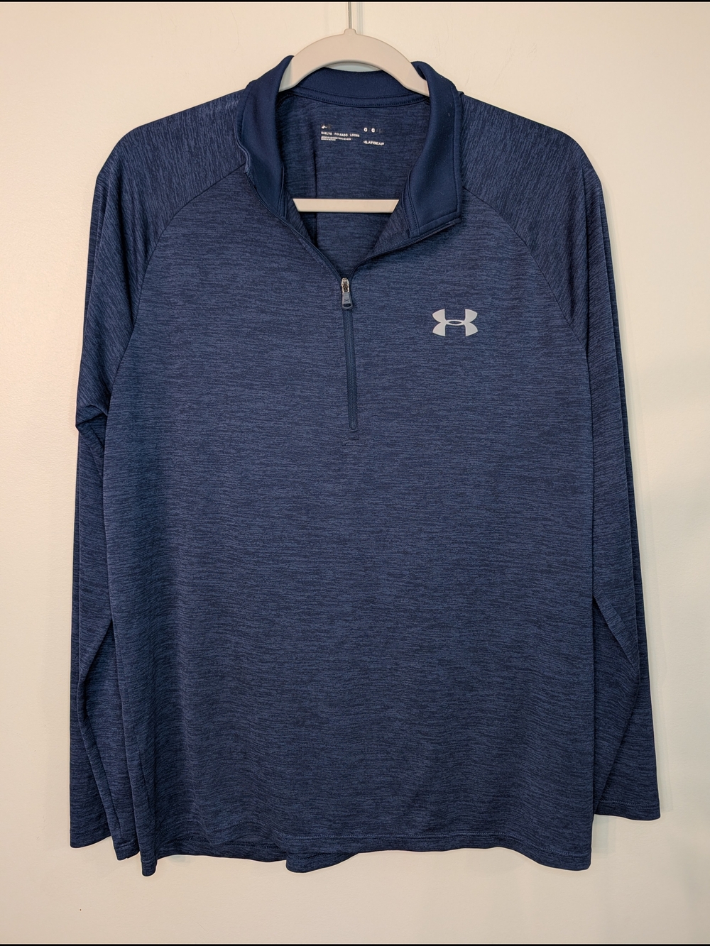 Under Armour Navy Blue 1/4 Zip Heatgear Long Sleeve Large